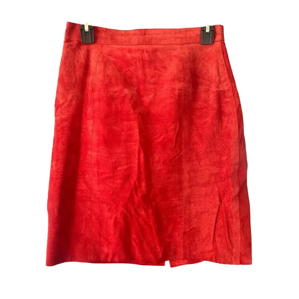 Vintage Rock Creek Rust Suede Leather Skirt – 100% Leather, Knee Length, Size 10